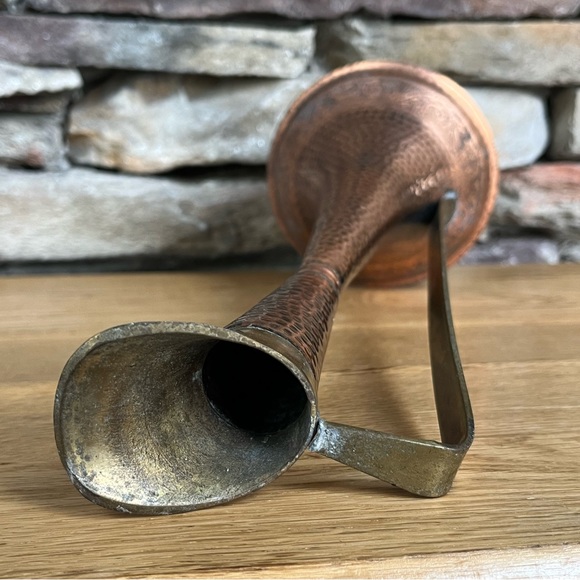 VTG Copper Ewer Brass Pedestal Hammered Etched Turkey Boho Pitcher India Decor - Picture 3 of 10
